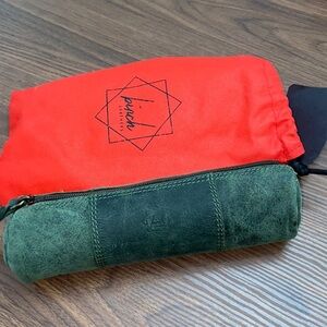 Rustic Town Leather Pencil Case - Handmade Zippered Pen Pouch for School, Work
